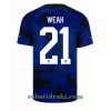 USA Timothy Weah 21 Borte VM 2022 - Herre Fotballdrakt